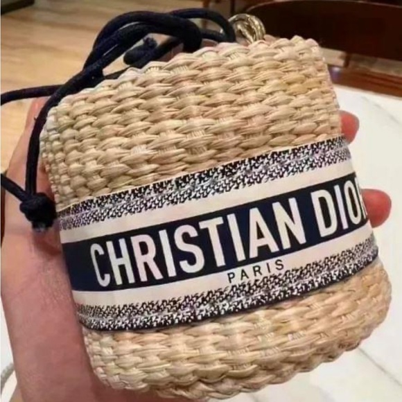 Dior raffia mini bucket bag rare crossbody - Picture 3 of 12